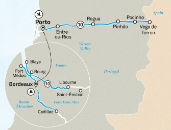 Маршрут круиза «Прекрасный Бордо и невероятная Дору»