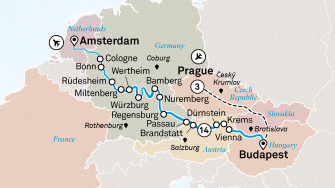 Маршрут круиза «Сокровища Европы и Прага»