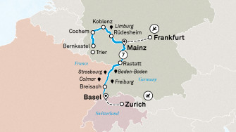 Маршрут круиза «Очаровательные замки и виноградники Рейна и Мозеля»