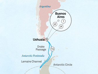 Маршрут круиза «Антарктика за полярным кругом: Новый год и Рождество»