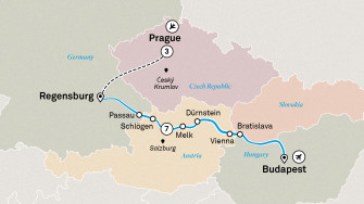 Маршрут круиза «Рождественские ярмарки Дуная и Праги»
