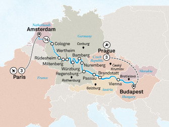 Маршрут круиза «Рождество и Новый год, Прага и Париж»