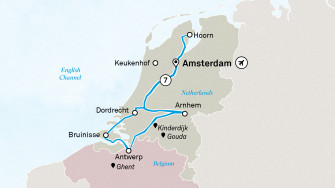 Маршрут круиза «Ветряные мельницы и тюльпаны. Нидерланды и Бельгия»