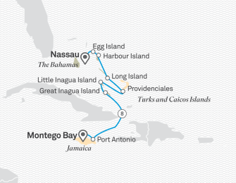 Маршрут круиза «Карибские закаты: от островов Теркс и Кайкос до Ямайки»
