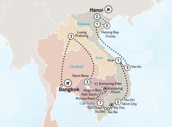 Маршрут круиза «Очарование Индокитая и круиз по Меконгу»