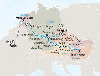 Маршрут круиза «Рождество и Новый год, Прага и Париж»