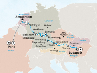 Маршрут круиза «Новый год и Рождество. Комбинированный тур с Парижем»