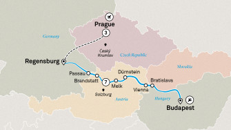 Маршрут круиза «Рождественские ярмарки Дуная и Праги»