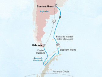 Маршрут круиза «Антарктика и Фолклендские острова»