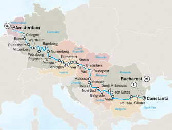 Маршрут круиза «Дельта Дуная и сокровища Европы»