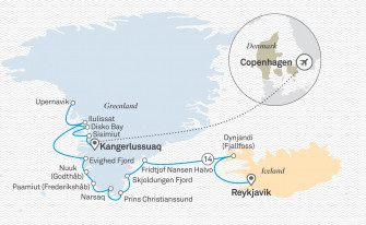 Маршрут круиза «Исследуем Гренландию»