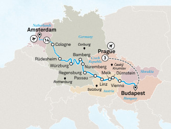 Маршрут круиза «Новый год и Рождество. Комбинированный тур с Прагой»