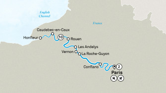 Маршрут круиза «Нормандия, жемчужины Сены и Париж »