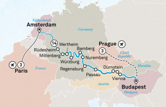 Маршрут круиза «Рождество и Новый год, Прага и Париж»