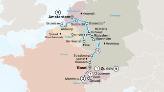 Маршрут круиза «Швейцария и романтичный Рейн и Мозель»