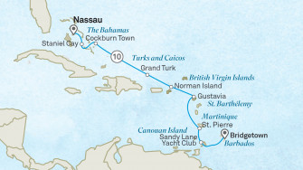 Маршрут круиза «Островная одиссея: от Багамских островов до Гренадин»