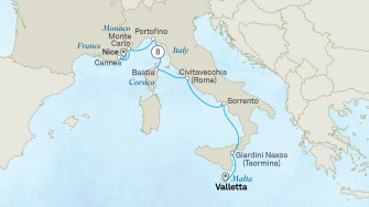 Маршрут круиза «Сицилия, Италия и Французская Ривьера»