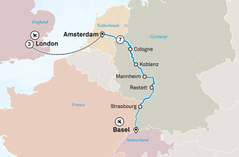Маршрут круиза «Лучшее на Рейне и Лондон »