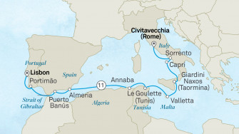 Маршрут круиза «Сокровища Средиземноморья»