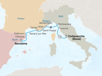 Маршрут круиза «Италия и Французская Ривьера»