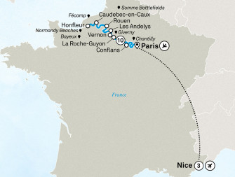 Маршрут круиза «Сокровища Сены, Нормандия и Французская Ривьера»