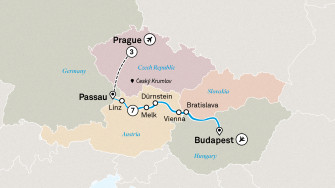 Маршрут круиза «Жемчужины Дуная и Прага»