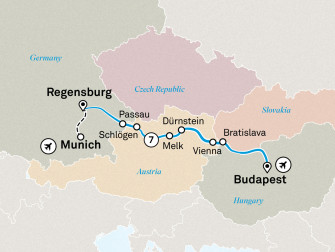 Маршрут круиза «Рождественские ярмарки Дуная»