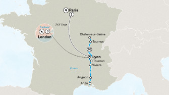 Маршрут круиза «Живописный юг Франции, Париж и Лондон»