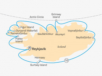 Маршрут круиза «Вокруг Исландии и пересечение Полярного круга»