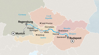 Маршрут круиза «Жемчужины Дуная»