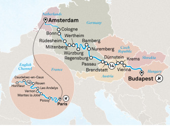 Маршрут круиза «Европа, сокровища Сены и Нормандия »