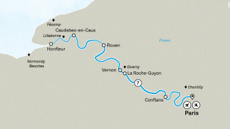 Маршрут круиза «Нормандия и жемчужины Сены»