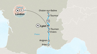 Маршрут круиза «Живописный юг Франции и Лондон »