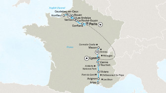 Маршрут круиза «Сокровища Сены, Нормандия и юг Франции»