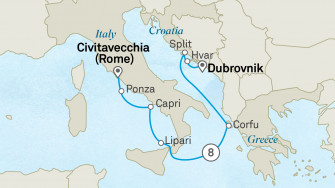 Маршрут круиза «Острова Италии, Греции и Хорватии»