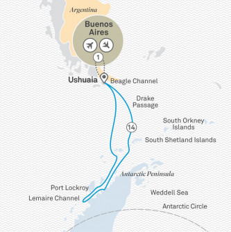 Маршрут круиза «Антарктический полуостров »