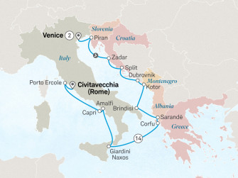 Маршрут круиза «Инаугурационный круиз для участников Scenic Club: Адриатика и Италия»