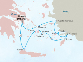 Маршрут круиза «Греческие острова и Эгейская Ривьера»