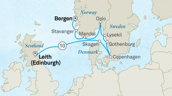 Маршрут круиза «Шотландия и фьорды Норвегии»