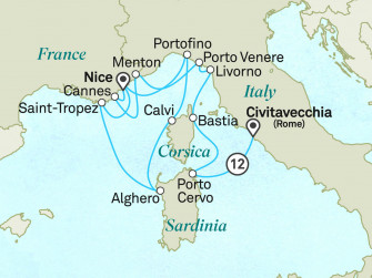 Маршрут круиза «Сокровища Средиземноморья: острова и ривьеры»