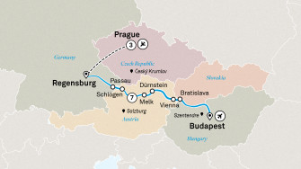 Маршрут круиза «Жемчужины Дуная и Прага»