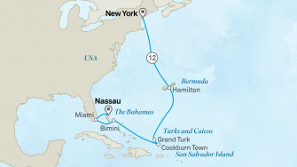 Маршрут круиза «Путешествие из Нью-Йорка на Багамские острова»