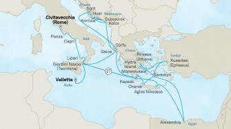 Маршрут круиза «Большое путешествие по Средиземноморью и египетские пирамиды»
