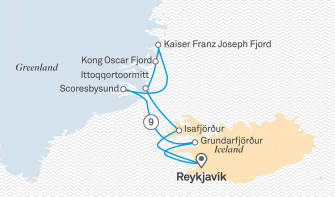Маршрут круиза «Восточная Гренландия и Исландия »