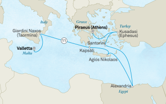 Маршрут круиза «Греческие острова, Турция и пирамиды Египта»