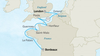 Маршрут круиза «Чудеса Европы: из Бордо в Лондон»