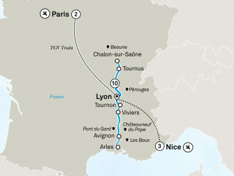Маршрут круиза «Прекрасный юг Франции, Ривьера и Париж»