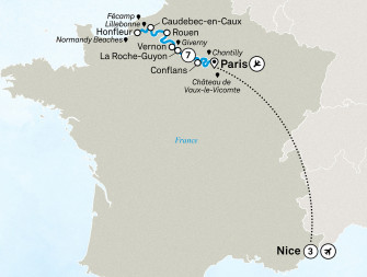 Маршрут круиза «Нормандия, жемчужины Сены и Французская Ривьера»