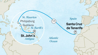 Маршрут круиза «Велнесс-круиз: Испания - Антигуа»