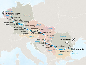 Маршрут круиза «Дельта Дуная и сокровища Европы»
